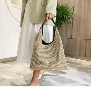Atacado sacos para homens à venda saco do estilingue-Bolsa de palha de praia feminina, bolsa casual de tamanho grande para senhoras, feita em palha trançada, estilo nova estilo 2022