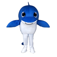 Kinqee Costume de mascotte de requin en peluche personnalisé Impression Logo Cosplay Costume de requin drôle