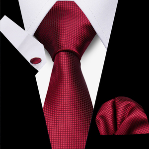 Ensemble <span class=keywords><strong>cravate</strong></span> homme <span class=keywords><strong>bordeaux</strong></span> en <span class=keywords><strong>soie</strong></span> à motif floral rouge pour mariage et fête, avec pochette <span class=keywords><strong>de</strong></span> costume et boutons <span class=keywords><strong>de</strong></span> manchette - Product Image 4