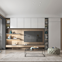 Console multimédia sans poignée, minimaliste, moderne, en bois naturel blanc, pour la maison ou le bureau, classique