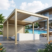 Pergola à lames orientables rétractables 3x3m 3x4m 4x4m 4x5m 4x6m 5x6m en aluminium pour extérieur, jardin et terrasse, écologique