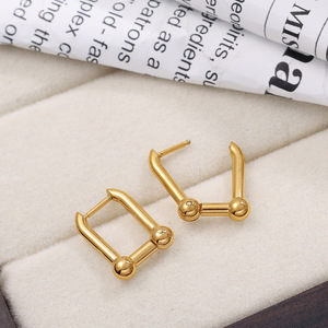 Geometric Square Gold Color Zinc Alloy <b>Stud</b> Earrings For Women EH932 - Product Image 2