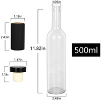 Bouteille de vin rouge en verre transparent en promotion, bouteille de vin vide avec bouchon en liège / bouchon à vis, bouteille en verre pour vin