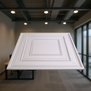 Placa de techo perforada de PVC cuadrada moderna de 24x24 pulgadas en blanco, tipo rejilla, para una fácil instalación. - Product Image 2