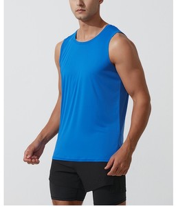 Canottiere a spalla larga da <span class=keywords><strong>uomo</strong></span> con logo personalizzato per palestra sport in poliestere ad asciugatura rapida con canottiera morbida girocollo canottiera - Product Image 1