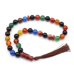 Vente en gros <span class=keywords><strong>de</strong></span> chapelets <span class=keywords><strong>de</strong></span> prière musulmans en agate naturelle, forme <span class=keywords><strong>de</strong></span> boule classique, entretoise, pompon, cadeaux religieux islamiques pour hommes - Product Image 6