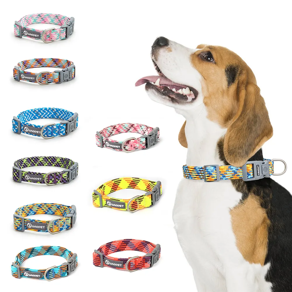 Anpassbares bunte Hundehalsband neues Design geflochtene Schnüre Hundehalsband individuelles LOGO Hersteller Großhandel verstellbare Hundehalsband