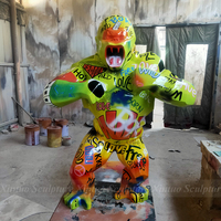 Sculpture d'art animalière King Kong grandeur nature en résine, peinte à la main, pour intérieur et extérieur, collection d'art artistique pour la maison