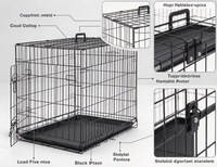 Cage pliable robuste pour chien en métal, cage portable pour animaux de compagnie avec plateau en plastique et poignée supérieure pour la maison et les voyages