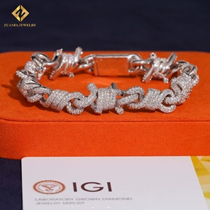 Bracelet en diamant de laboratoire Zuanfa, design filaire tendance, chaîne cubaine, collier et bracelet pour homme, diamant glacé, argent 925 - Product Image 1