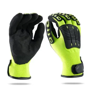 13 Gauge Polyester Safety Work Industrial Oilfield Mechanic Custom TPR Protective Impact Resistant Gloves