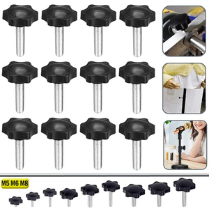 Poignée de serrage en forme d'étoile, bouton en bakélite, vis de serrage, équipement industriel, plastique, acier, M5, M6 - Product Image 2