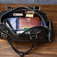 Sac de voyage à motif crocodile, grande capacité, sac à main pour voyage d'affaires, sac bandoulière pour homme, tendance, en cuir de vachette de première qualité