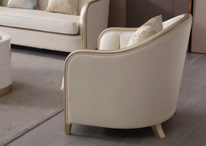 Canapé en cuir et bois massif de luxe léger américain, taille 123, combinaison moderne simple, canapé français haut de gamme - Product Image 3