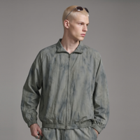 Veste légère tie-dye pour homme avec logo personnalisé, col montant, fermeture éclair, manches raglan, coupe-vent, poignets élastiques, style streetwear