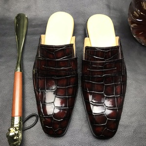 Luxe Alligator Huid Halve Schoenen Comfortabele Echt Lederen Slippers High-End Handgemaakte Aangepaste Heren Casual Schoenen - Product Image 4