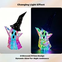 Lampu Hantu Halloween Prismatic Iridescent dengan Topi Penyihir 60 LED 8 Mode USB Dekorasi Meja Pesta Grosir Hadiah Acara Halloween