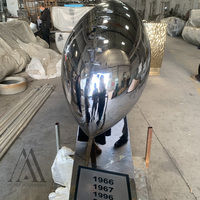 Sculpture de ballon de rugby en métal grandeur nature personnalisée, récompense sportive, souvenir, acier inoxydable poli miroir, trophée de football américain