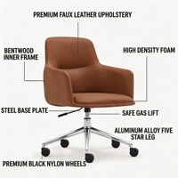 Chaise de bureau en similicuir de qualité supérieure avec réglage en hauteur, design ergonomique semi-enveloppant pour bureau à domicile, salle de conférence