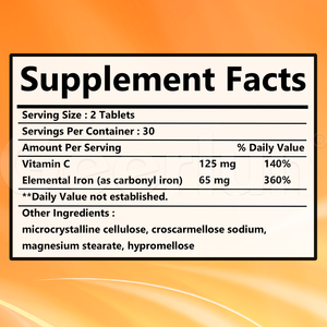 Integratori di <span class=keywords><strong>Ferro</strong></span> Personalizzati ad Alta Potenza con Vitamina C, Stimolatori dell'Immunità, Compresse Multivitaminiche <span class=keywords><strong>per</strong></span> l'Assorbimento del <span class=keywords><strong>Ferro</strong></span> - Product Image 4