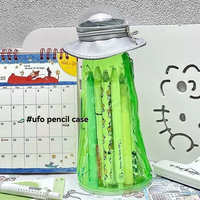 Estuche Transparente para Lápices con Diseño de Naves Espaciales y Extraterrestres, Bolsa de Papelería Divertida y Creativa para Estudiantes, Almacenamiento Personalizado