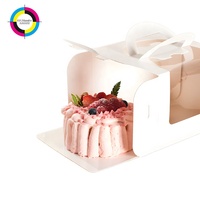 Boîte en papier de gâteau de qualité alimentaire avec poignée personnalisée et fenêtre transparente