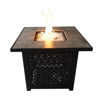 Table de feu à gaz 30 pouces en acier et carrelage, 40000 BTU, écologique, pour patio et décoration de jardin - Grande Vente