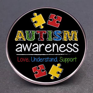 Hersteller Emaille Autismus Bewusstsein Brosche Autismus sprechen Knopf Pin Abzeichen Puzzle teil Design Autismus Mutter Anstecknadel - Product Image 4