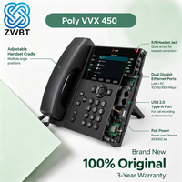 Téléphone IP professionnel Polycom VVX 450, 12 touches de numérotation, écran LCD couleur 4,3 pouces, Ethernet Gigabit PoE, voix HD pour Microsoft Skype for Business