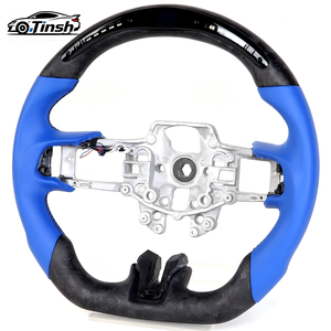 Volant en fibre de carbone véritable forgée avec LED pour Ford <span class=keywords><strong>Mustang</strong></span> GT EcoBoost - Amélioration des performances en cuir - Product Image 3