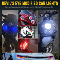 1 ensemble de feux LED RGB APP Devil Demon Eyes Halo Rings pour voiture et moto, lentilles de projecteur de 2,5 et 3,0 pouces, kit de conversion Angel Eyes 12V