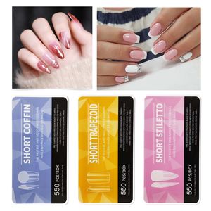 550 <span class=keywords><strong>Uñas</strong></span> Postizas de Almendra de Larga Duración, Puntas de Gel Suave, Cobertura Completa, Acrílico, Gelatina - Product Image 2
