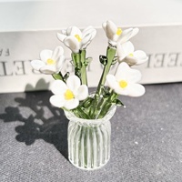 Kaca Kristal Buatan Bentuk Bunga Lima Kelopak Buket Calla Lily Tulip Vas Kecil Hiasan Meja Dekoratif Berlapis Kaca Hadiah