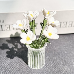 Florero Pequeño de Cristal Artificial con Cinco Pétalos, Ramo de Flores de <span class=keywords><strong>Lirio</strong></span> de Agua y Tulipán, Adorno Decorativo para Mesa, Regalo Esmaltado - Product Image 6