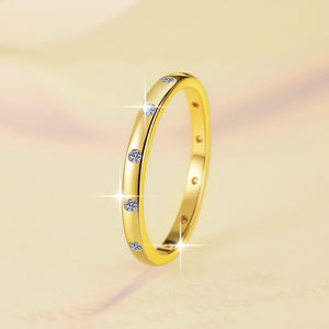 Gioielli Husky Fine moda <span class=keywords><strong>donna</strong></span> semplice S925 argento Sterling GRA VVs1 Moissanite anello impilabile banda <span class=keywords><strong>di</strong></span> donne - Product Image 2