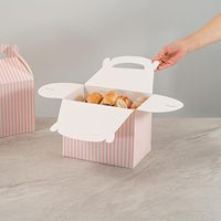 Boîtes à cadeaux pour fêtes, boîtes cadeaux attrayantes avec poignée, design rayé, boîtes en papier rose et blanc pour fêtes