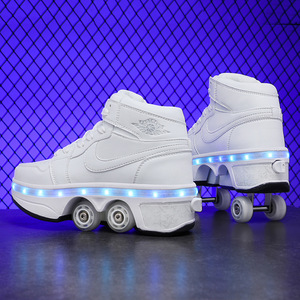 Roller Shoes Four Wheel Dual Purpose Flashing Inline Skates Size 33 43 EVA Plastic Wheels Double Row - Product Image 4