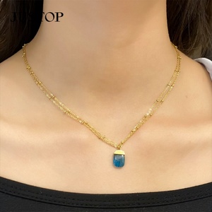 Collar con Colgante de Acero Inoxidable al por Mayor de China, Collar con Cadena de Moda con Cristal Curativo Geométrico Chapado en Oro Personalizado - Product Image 6