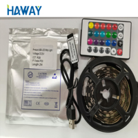Bande lumineuse Led rgb, Non étanche, IP20, 5v, avec télécommande IR 24 boutons, 1m/2m/3m/4m /5m, kit, USB 5050, 30 diodes/m