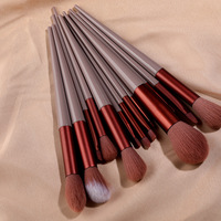 Ensemble de pinceaux de maquillage 13 pièces, pinceaux de maquillage en cheveux synthétiques végétaliens, kit de pinceaux de maquillage cosmétique professionnel avec sac