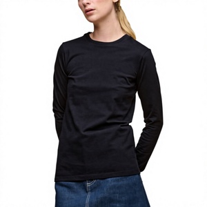 Women's 100% Cotton <b>T</b>-<b>Shirt</b> Customizable OEM Logo Label with Loose <b>Fit</b> Casual Style <b>Long</b> Sleeves for Spring & Autumn Topwear - Product Image 3