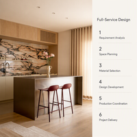 Meubles de cuisine modernes de luxe en bois cannelé, solution de mobilier sur mesure pour toute la maison, pour projets résidentiels de luxe
