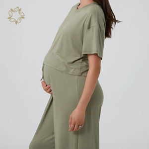 T-shirt à manches courtes et legging Vêtements de maison de maternité ensembles de vêtements de grossesse confortables Ensemble de pyjama d'allaitement et de maternité - Product Image 3