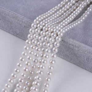 Collier de perles d'eau douce naturelles blanches Zhuji 7-8 mm, perles semi-finies, bracelet DIY, perles blanches en vrac, bijoux en gros - Product Image 2