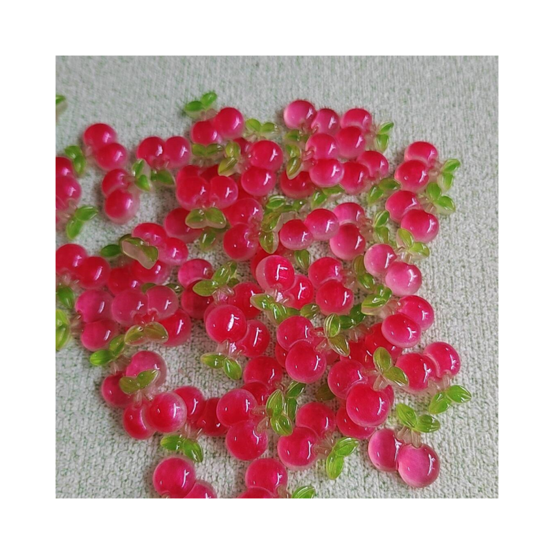 Clear Resin Cherry Fruit Flatback Charms