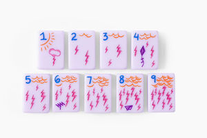 Mahjong américain <span class=keywords><strong>en</strong></span> acrylique monocouche pliable, durable, écologique, de luxe moderne, rose et violet, Cheeky Line Santa Monica Release - Product Image 3
