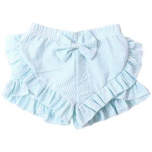 Summer Baby Girls Bloomers Seersucker couvre-couche avec nœud pour bébé Toddler Girl Pink Stripe Ruffle shorties - Product Image 4