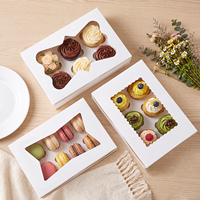 Boîtes à biscuits blanches en gros avec fenêtre transparente, emballage pliable en papier pour pâtisseries et gâteaux