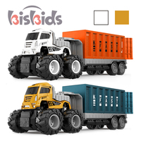Vente chaude Enfants Alliage Inertie Puissance Moulé Sous Pression Véhicule Tracteur Conteneur De Voiture Clôture Animal Remorque Véhicule À Quatre Roues Transport Jouet