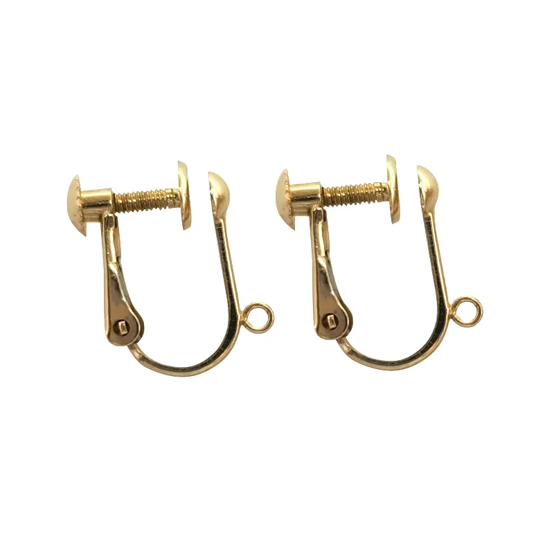 18k Gold Hoop Earring Clip Au750 Screw Clip Tight Design Hook Earring Include Charm Ring DIY Fine Jewelry New & Hot Sale